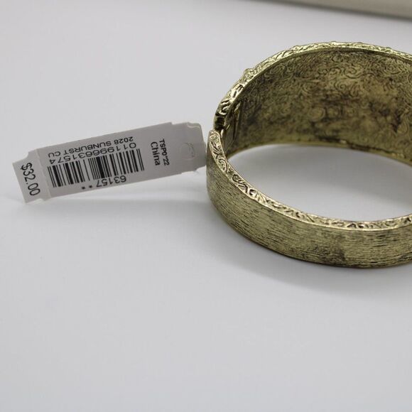 1928 Brass Hinged Bangle with Red Stone - Picture 2 of 14